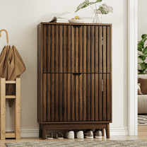 Smuxee 16-20 Pairs Shoe Storage Cabinet with Flip - Down Drawers, Wooden Freestanding Shoe Organizer for Entryway,23.6"W Walnut