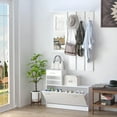 thumbnail image 1 of Smuxee 3-in-1 Hall Tree with Coat Hook and Entryway Bench,Shoe Cabinet Coat Rack with Mirror,White, 1 of 6