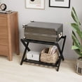 thumbnail image 1 of Smuxee Bamboo Luggage Rack Fully Assembled Suitcase Stand, Guest Room, Espresso, 1 of 11