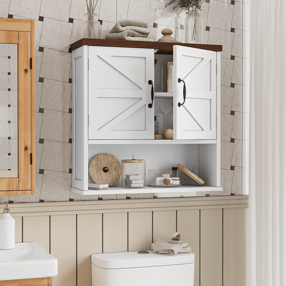 Smuxee Bathroom Cabinet Storage with Bathroom Shelf, Over the Toilet Storage Wall Cabinet,White