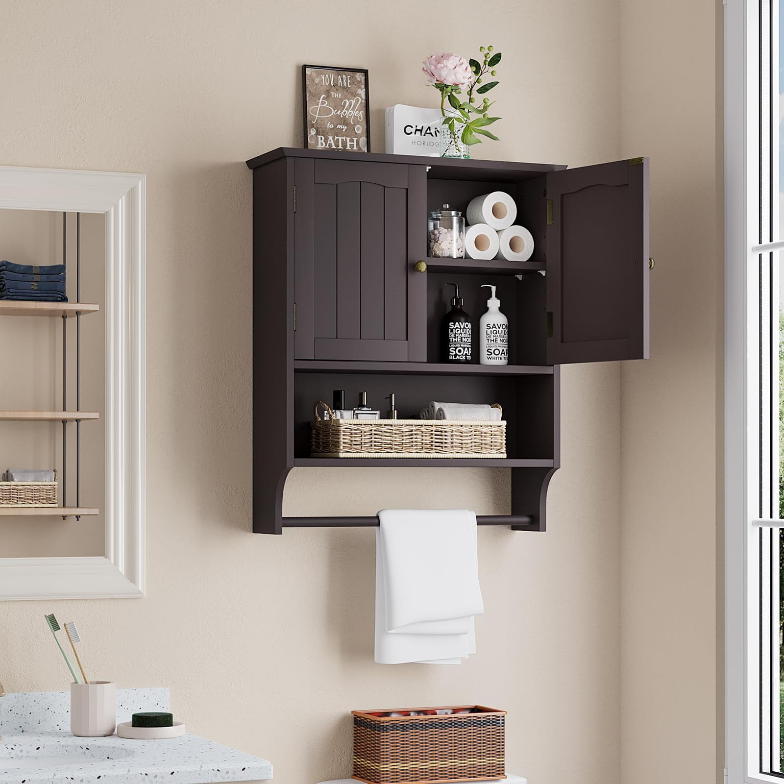 Bath Storage Cabinet バスルームキャビネット アメリカ　家具 Smuxee Tall Bathroom Storage Cabinet for Small Spaces with