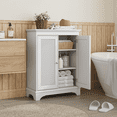 thumbnail image 1 of Smuxee Rattan Freestanding Bathroom Cabinet with Adjustable Shelves, 1 of 8