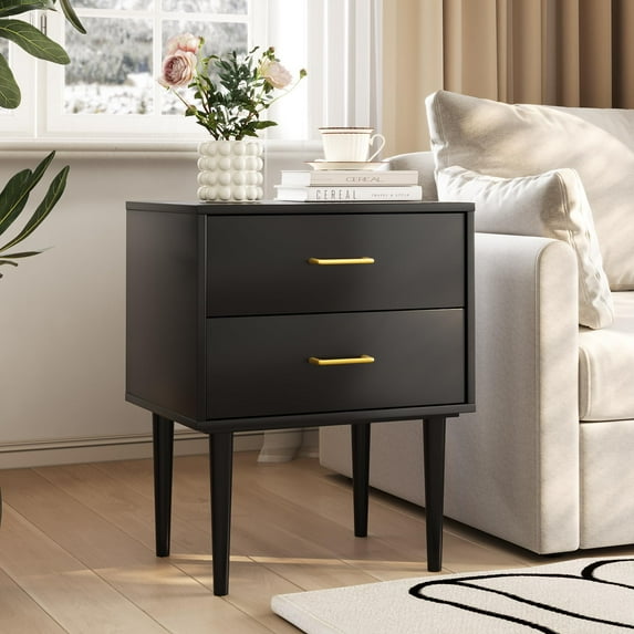 Smuxee Modern Two Drawer Nightstand, Easy Assemble, Durable, Elegant Furniture Storage