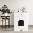 thumbnail image 1 of Smuxee Cat Washroom Litter Box Cover, Nightstand Pet House with Drawer, White, 1 of 9