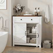 Smuxee Farmhouse Kitchen Sideboard Cabinet,Accent Cabinet with Drawer and Adjustable Shelf,White