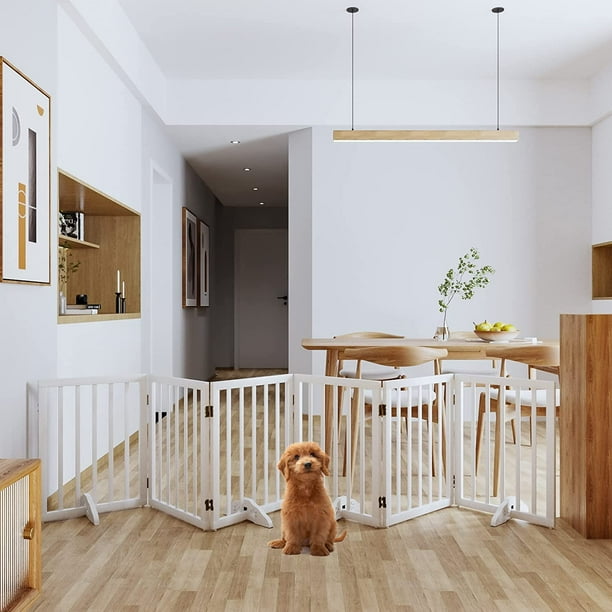 Smuxee Freestanding Dog Gate Foldable Pet Fence with Support Feet White 6 Panel Walmart Business Supplies