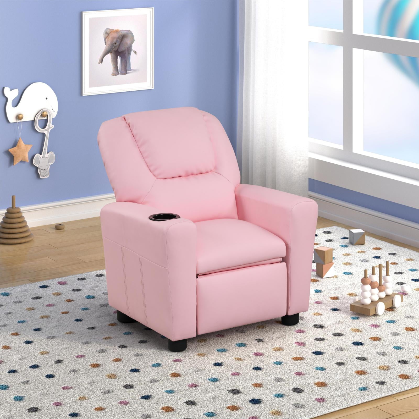 Smuxee Leather Kids Recliner with Cup Holder,Kids Toddler Game Chairs