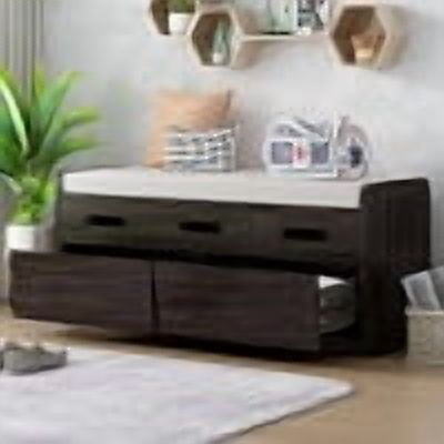 Smuxee Modern Bench with Storage Drawer,Bedroom Storage Cabinet Seating,Espresso