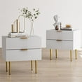 thumbnail image 1 of Smuxee Fashionable Durable Nightstands with Wave Pattern, 2 Drawers, White, Set of 2, 1 of 10