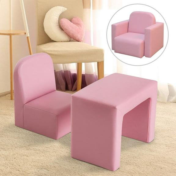 Smuxee PVC 2-Seat Kids Toddler Couch,Toddler Chairs or Sofas for Girls, Home Kids Gifts,Pink