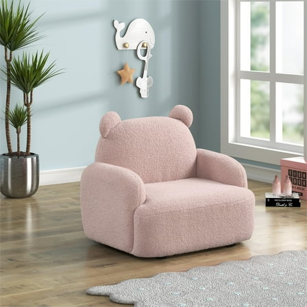 Smuxee Toddler Couches and Sofas Cover Velvet Finish,Bear-Shaped Kids Sofa,Pink