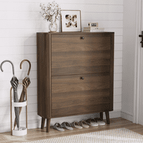 Smuxee Wooden Shoe Storage Cabinet with Flip-Down Drawers for Entryway Freestanding Slim Shoe Organizer,1 Pack