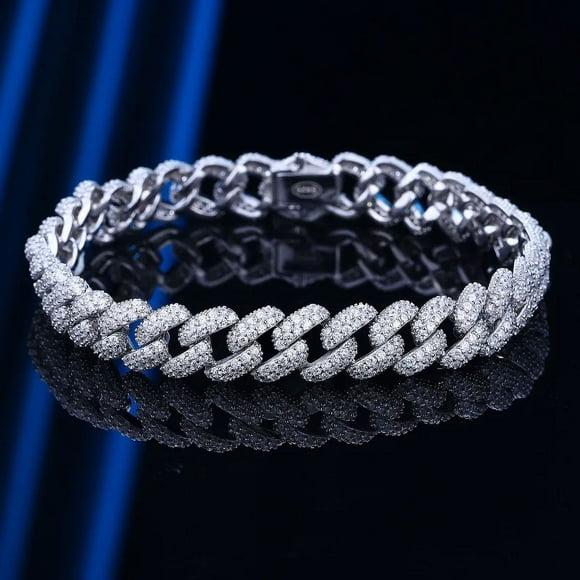 Smyoue 18k Gold Plated Cuban Bracelet for Women Men High Carbon Diamond Bracelet 925 Sterling Silver Jewelry Hip Hop Link Chain GC