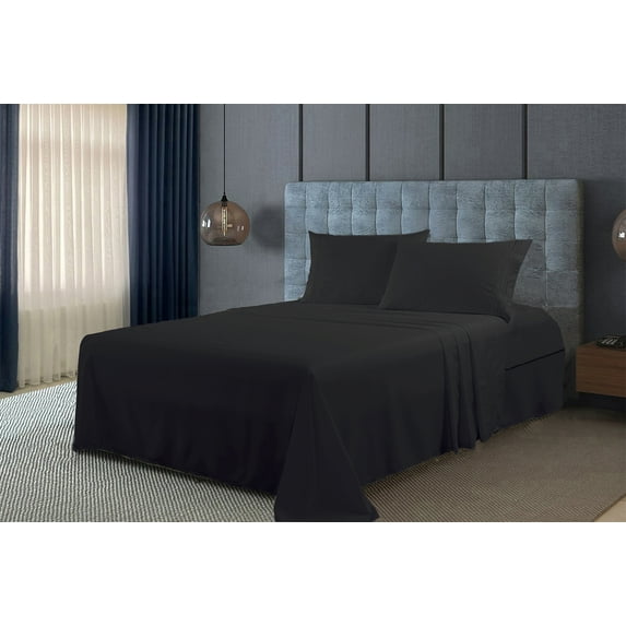 Smyrna Full Size Bamboo Derived Rayon Sheets Set, Deep Pockets, Softer Than Cotton, Luxury Sheet Set, Moisture Wicking, No Fading, High Quality, Full Size, Black