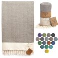 thumbnail image 1 of Smyrna Herringbone Series Turkish Cotton Beach Towel, Beige, 1 of 8