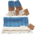 thumbnail image 1 of Smyrna Original Turkish Hand Towels Herringbone Series Set of 2 | 100% Cotton, 16 x 40 Inches | Decorative Bathroom Peshtemal Towel for Hand, Face, Hair, Gym, Yoga, Tea, Kitchen and Bath (Royal), 1 of 5
