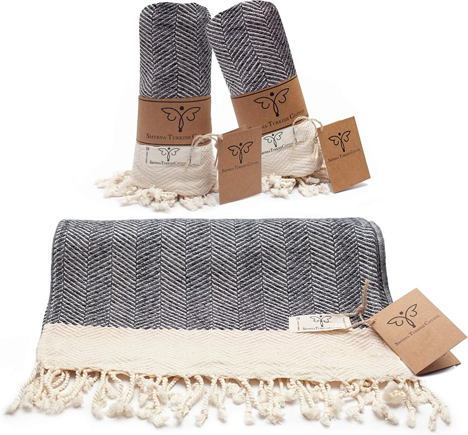 Smyrna Original Turkish Hand Towels Herringbone Series Set of 2 100