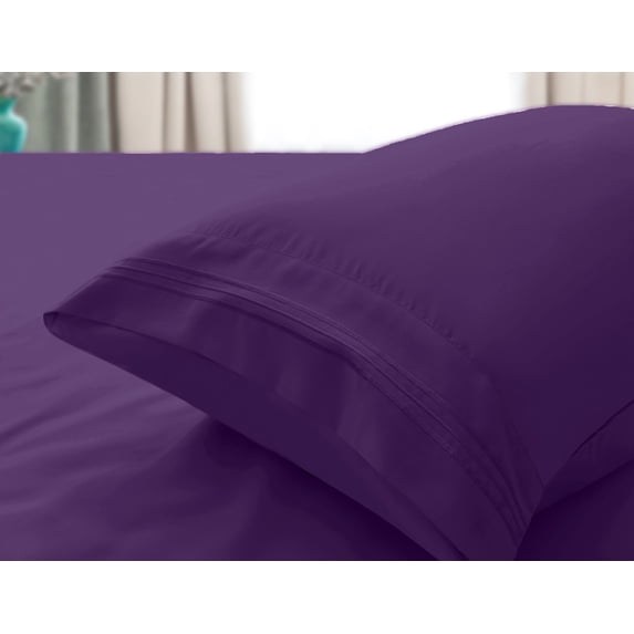 Smyrna Queen Size Bamboo Derived Rayon Sheets Set, Deep Pockets, Softer Than Cotton, Luxury Sheet Set, Moisture Wicking, No Fading, High Quality, Queen Size, Purple