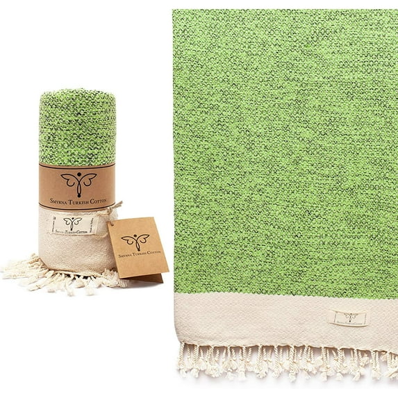 Smyrna Vintage Series Original Turkish Beach Towel  100% Cotton, Prewashed, 37 x 71 Inches  Turkish Bath Towel for SPA, Beach, Pool, Gym and Bathroom Pistachio Green