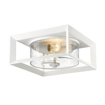 Smyth 2-Light Outdoor Flush Mount in Natural White with Seeded Glass