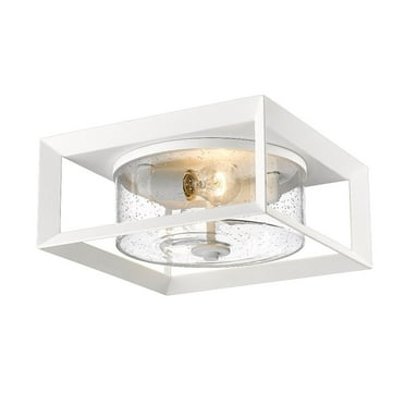 Smyth 2-Light Outdoor Flush Mount in Natural White with Seeded Glass
