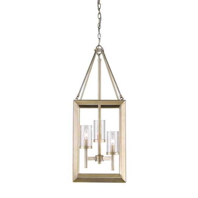 White Gold 3-Light Pendant with Clear Glass Shade