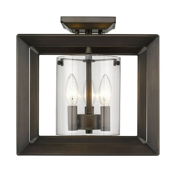 Golden Lighting Smyth 3-light Semi-Flush Mount in Gunmetal Bronze