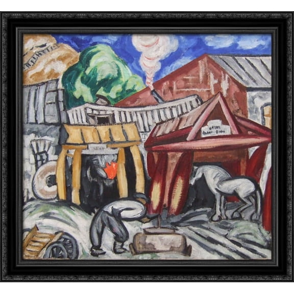 Smythy 30x28 Large Black Ornate Wood Framed Canvas Art by Olga Rozanova