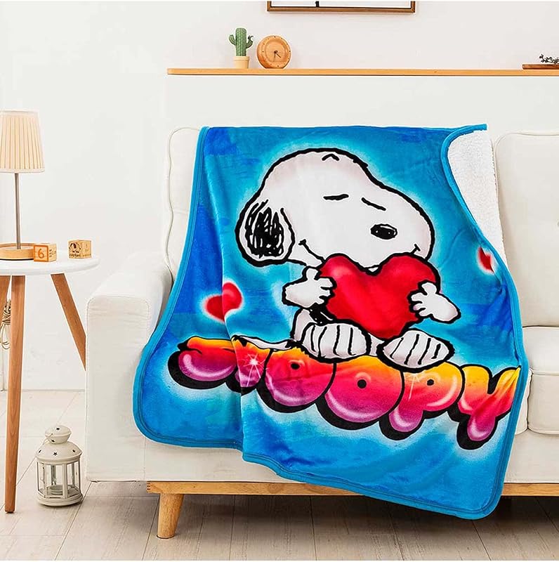 Snoopy,Northwest Frozen Silk Touch Sherpa Throw Blanket, 40" x 50