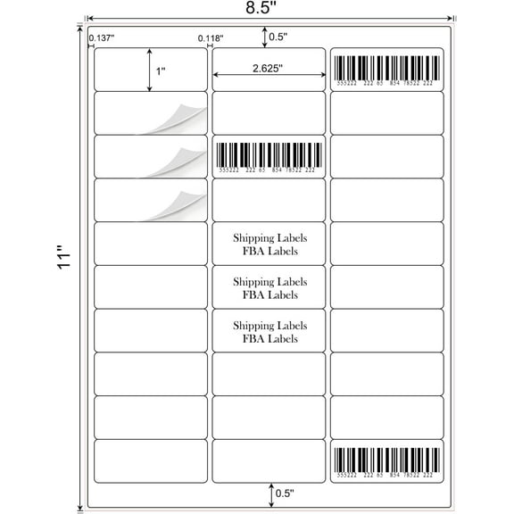 SnD Plus 1" x 2-5/8" Address Labels 3000 Labels Sticker Paper for Laser/Ink Jet Printer mailing Labels 8.5"×11" White 30 per Sheet - 50 Sheet