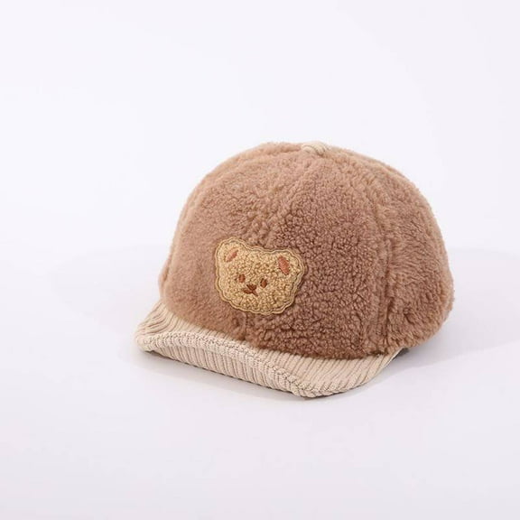 SnD Plus Baby Peaked Baseball Cap Fluffy Bear Infant Newborn Sun Hat Lovely Bear Hat Boy Girl Kids Toddler - Dark Brown