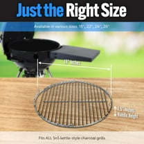 SnS Grills EasySpin Charcoal Grill Grate, 304 Stainless Steel, 18" Inches, Perfect for 2-Zone Cooking, Replacement Grate Compatible with  & Other Grills