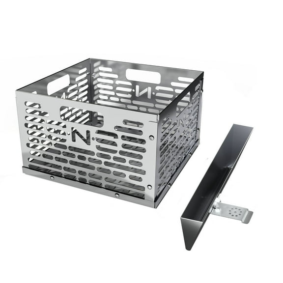 SnS Grills Slow ‘N Sear® Stainless Steel Charcoal Basket and Water Wall - V-Shaped Water Pan for Fuel Efficiency, Temperature Control & Moisture - Fits Oklahoma Joe & Other Offset Smokers