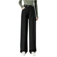 thumbnail image 1 of SnZhen 2024 Winter Fleece Jeans for Women Warm High Waisted Straight Solid Color Casual Loose Fashion Long Pants Black S, 1 of 5