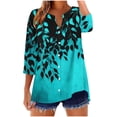 thumbnail image 1 of SnZhen 3/4 Sleeve Tops for Women Fashion Printed Casual Loose V-Neck Button Comfortable Versatile Bloues, 1 of 5