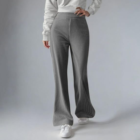 SnZhen Bell-bottom Sweatpants for Women Loose Women's Solid Color Casual Cotton Outdoor Loose Corduroy Casual Trouserst Pants Gray S