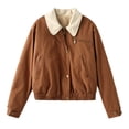 thumbnail image 1 of SnZhen Casual Outwear Jackets for Women Fashionable Comfortable Loose Pocket Long Sleeve Lapel Hoodless Warm Coat Khaki XS, 1 of 5