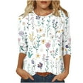 thumbnail image 1 of SnZhen Casual Printed 3/4 Sleeve Tops for Women Fashion Printing Large Size Round Neck Three-Quarters Sleeve Comfy Top, 1 of 5