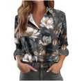 thumbnail image 1 of SnZhen Casual Shirts for Women Printing Women's Long Sleeved Fashion Printed Lapel Button Up Bloues Black XXXL, 1 of 4
