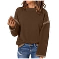 thumbnail image 1 of SnZhen Casual Sweaters for Women Women's Solid Color Knitting Loosing Long Sleeve Round Neck Pullover Tops Brown XL, 1 of 5