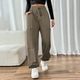 thumbnail image 1 of SnZhen Cherry Print Pants for Women Elastic Waist Draw Rope with Pocket Solid Color Thin Fashion Casual Pants Brown S, 1 of 4