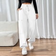 thumbnail image 1 of SnZhen Cherry Print Pants for Women Elastic Waist Draw Rope with Pocket Solid Color Thin Fashion Casual Pants White XXL, 1 of 4