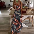 thumbnail image 1 of SnZhen Dresses for Women Short Party Women Fashion Sling Mid-waist V-neck Sleeveless Stripe Printing Slim Beach Long Dress, 1 of 5