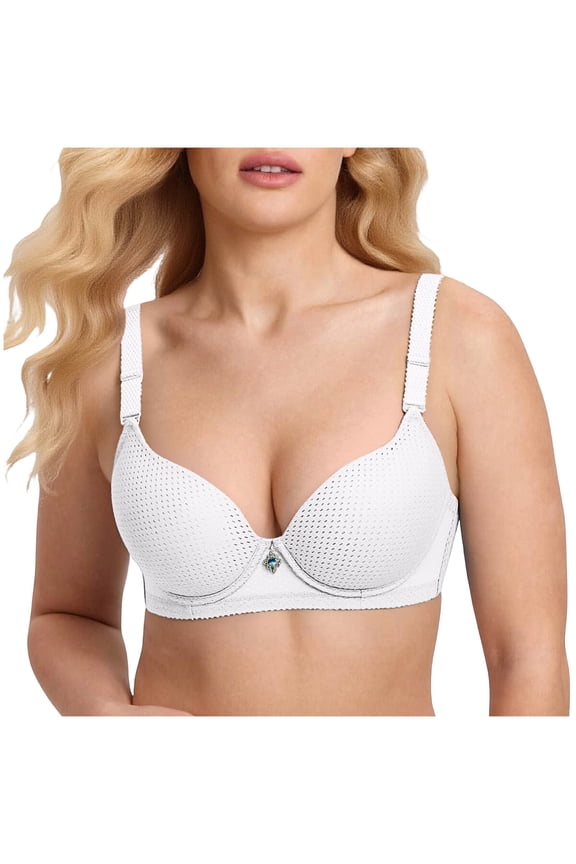 Everyday Underwear, Wire Underwear Bras for Women Plus Size Support And FixationShaping And Aesthetics Protecting Breasts Comfortable for Daily Wear A-White M