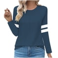 thumbnail image 1 of SnZhen Fall Winter Tops for Women Fashionable Striped Printed Round Neck Casual Loose Comfy Pullover Top, 1 of 5