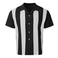 thumbnail image 1 of SnZhen Hawaiian Shirt for Men Men's Fashion Casual Stripe Stitching Buttons Short Sleeve Turndown Collar Blouse, 1 of 6
