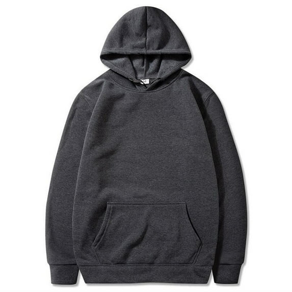 SnZhen Hoodies for Men Fall Winter Men's Basic Style Casual Stylish Hoodies Sports Long Sleeved Pullover Solid Color Sweatshirts Dark Gray L