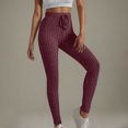 thumbnail image 1 of SnZhen Knitted Pit Striped Pants for Women Tight Women Solid Color Elastic Waist Casual Fashion Pants Wine S, 1 of 4