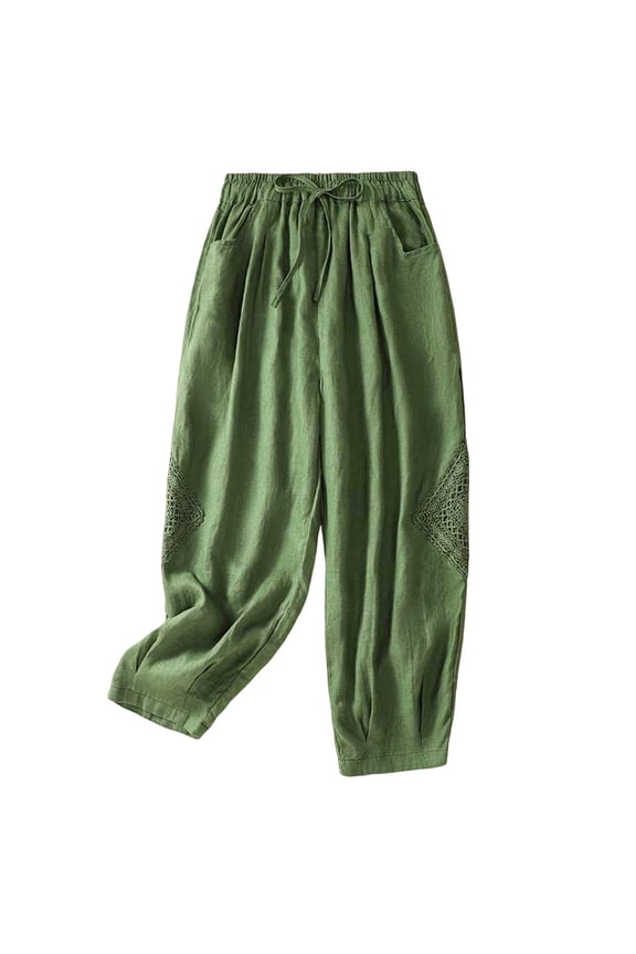 Linen Pants Women Fashion Women Cotton And Linen Elastic Forces Waist Casual Pants