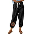 thumbnail image 1 of SnZhen Linen Pants Women Women's Fashion Casual Solid Color Printed Pants Comfortable And Breathable High Waist Drawstring Pocket Pants, 1 of 6